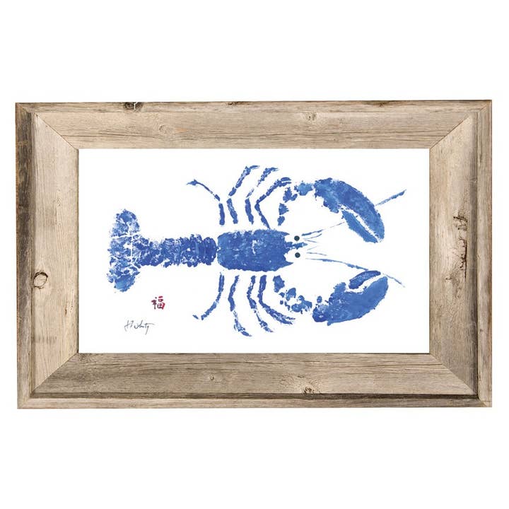 Blue Lobster Driftwood Framed 12x18 Print | Wall Art for wholesale by Fish Aye Trading
