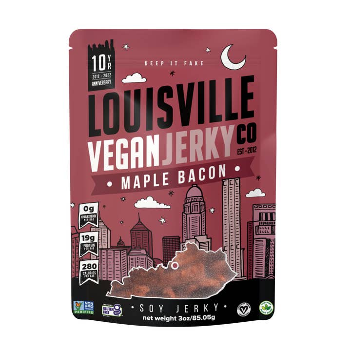 Louisville Vegan Jerky Co. - Wholesale Jerky - Vegan & Plant Based Maple Bacon Jerky 3 oz
