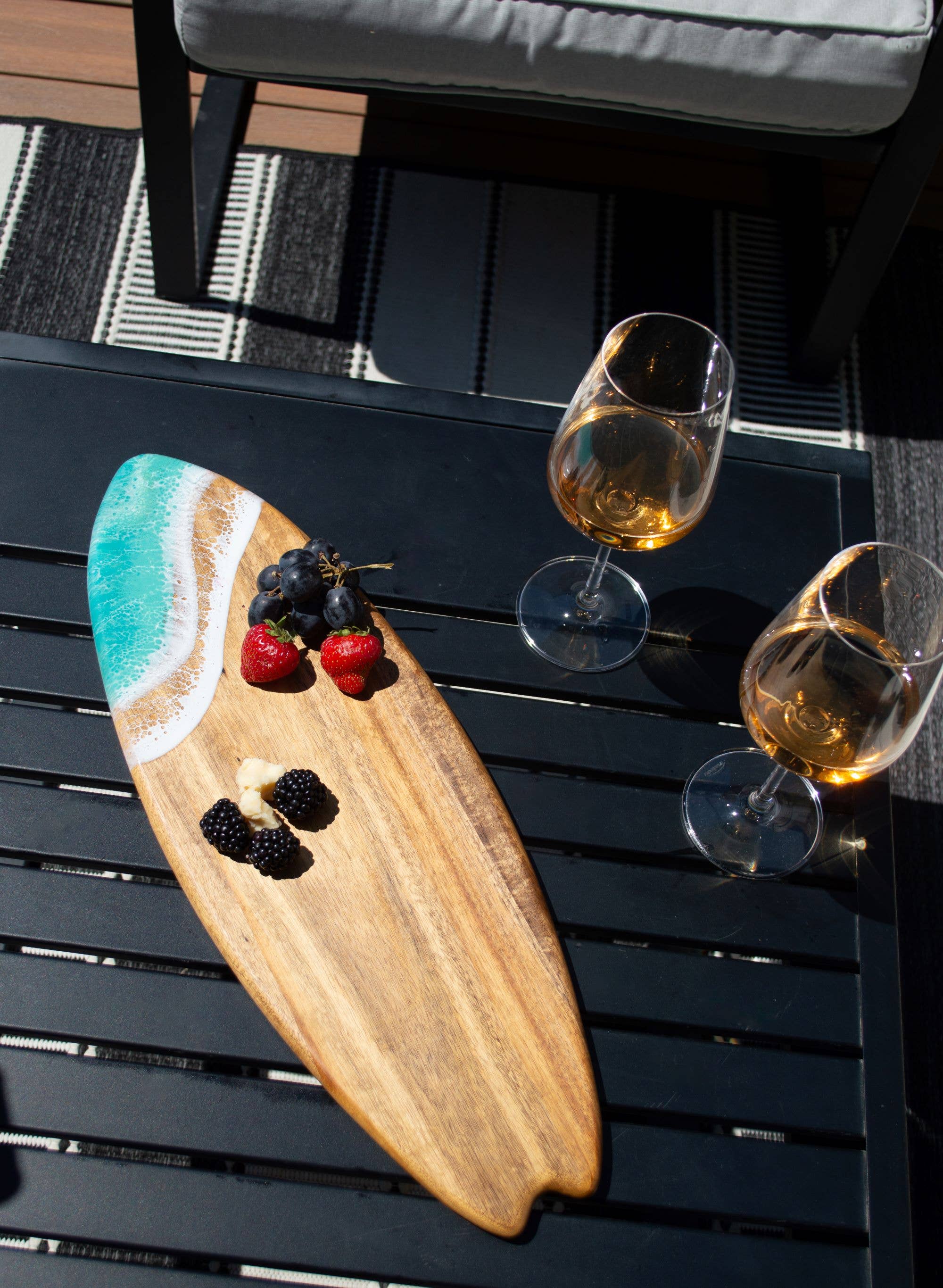 Lynn & Liana Designs - Wholesale Cheese Board - Resin-Accented Surfboard Shaped Charcuterie Board NO TARIFFS11