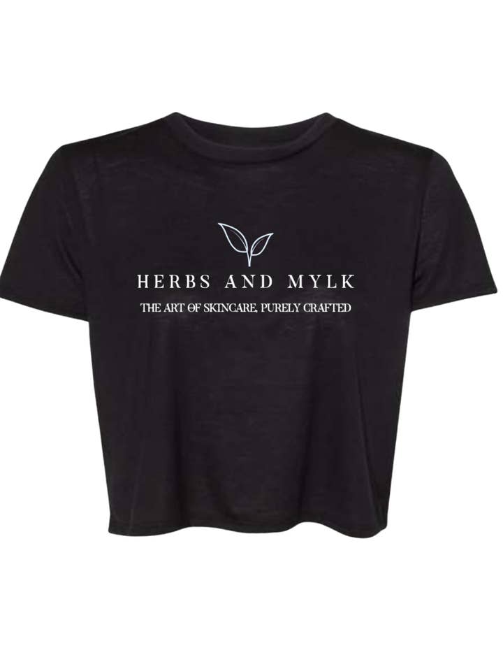 Herbs and Mylk Cropped Tee – Logo & Tagline (Across Chest) for wholesale by Herbs and Mylk