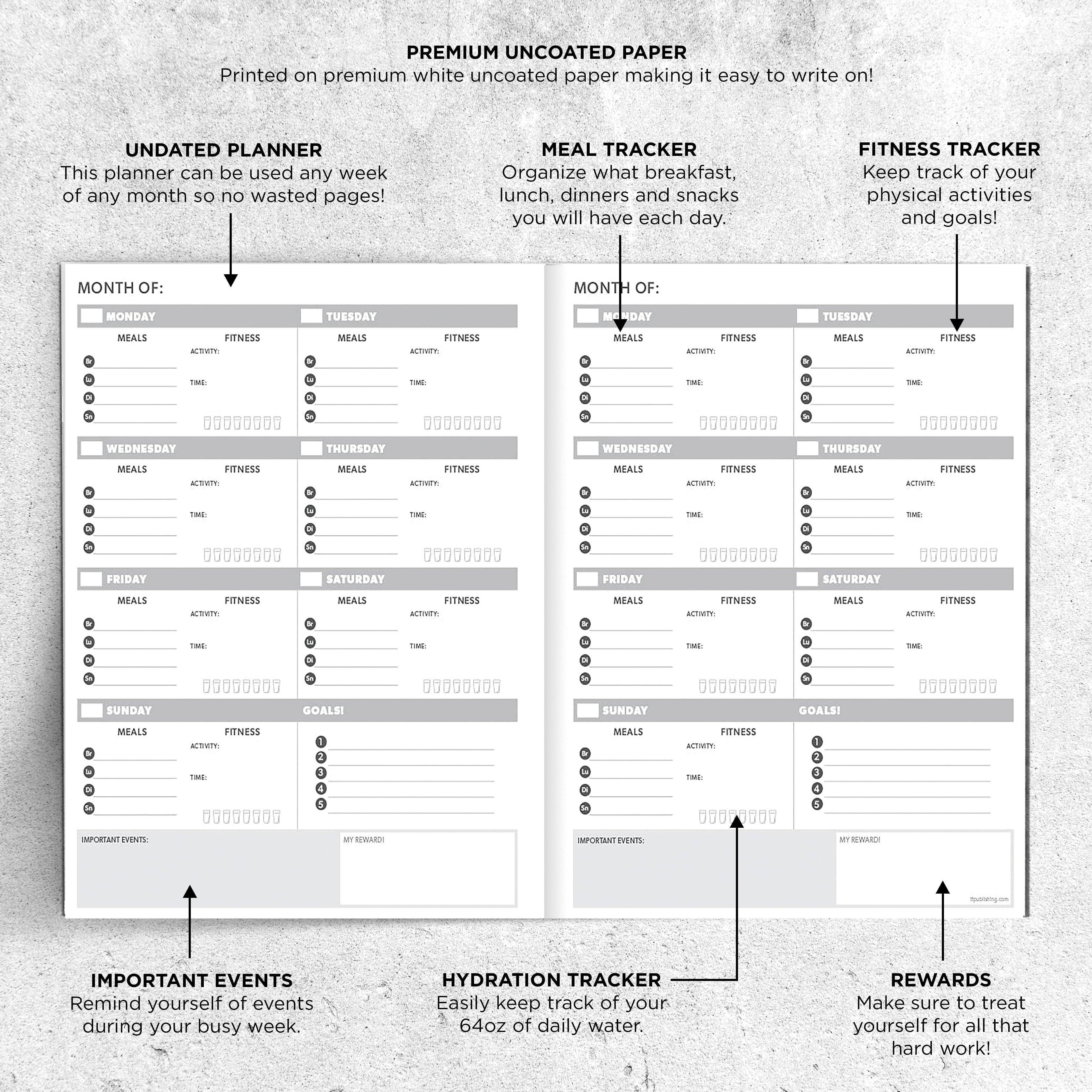 TF Publishing - Paper Goods - Wholesale Calendar - Food & Fitness Wellness Planner1