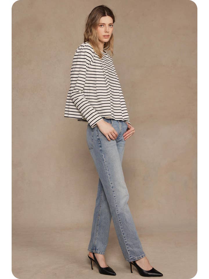 Strut & Bolt – wholesale Blouse – Women’s – Striped Shoulder Pad Knit Tee Top5