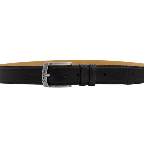 Svart bälte för män - präglat silverspänne för wholesale av Cavalinho Canada & USA