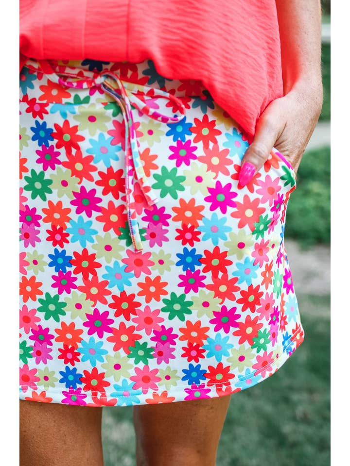 Multi Bright Blooms Floral Skort for wholesale on Faire5
