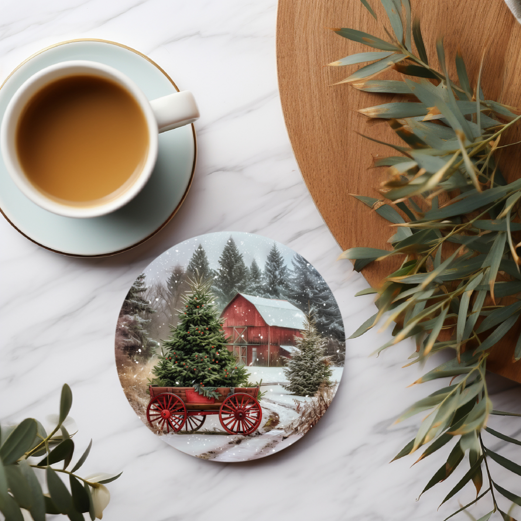 Fernville Creations - Wholesale Coasters - Christmas Scene Coaster, Rustic Charm, Farmhouse Elegance8