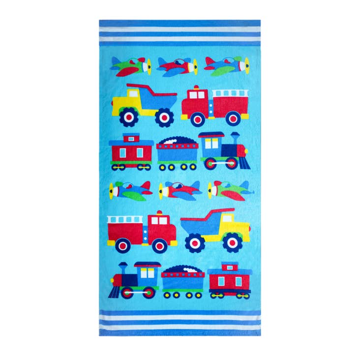 Trains, Planes and Trucks Cotton Beach Towel for wholesale by Wildkin