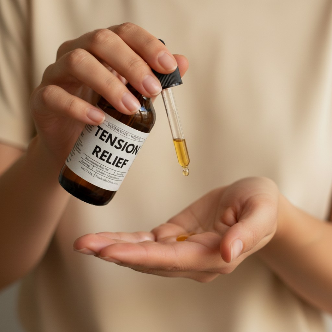 Woodknots + Whimsy - Wholesale Bath/Body Oil - Tension Relief Body Oil 2