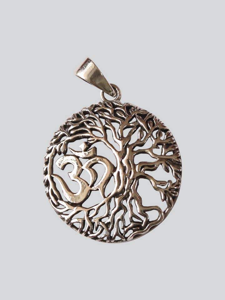 Tree of Life & OM Sterling Silver Pendant (SP-356) for wholesale by Kathmandu Imports