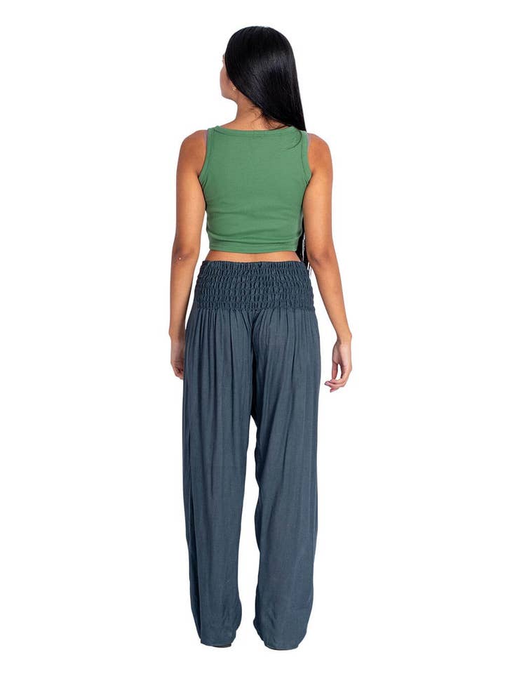 Kimago Look - Wholesale Pants - Women's - Straight Gray Viscose Pants with Front Peak Detail3