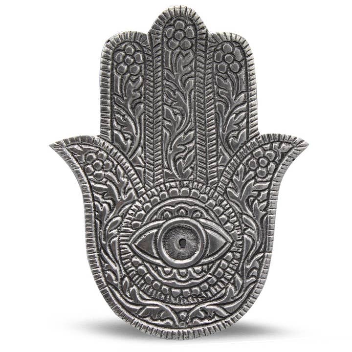 Green Tree – wholesale Incense holder – Aluminium Silver Antique Fatima Hand Incense Holder