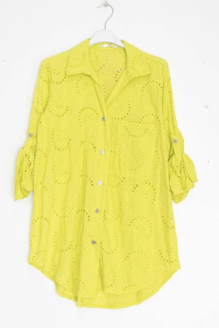 Happy look - Wholesale Button Down Shirt - Women's - English embroidery shirt with chest pocket2