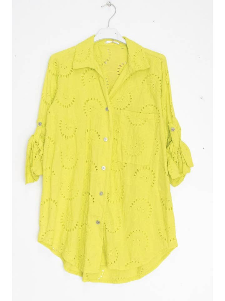 Happy look - Wholesale Button Down Shirt - Women's - English embroidery shirt with chest pocket2