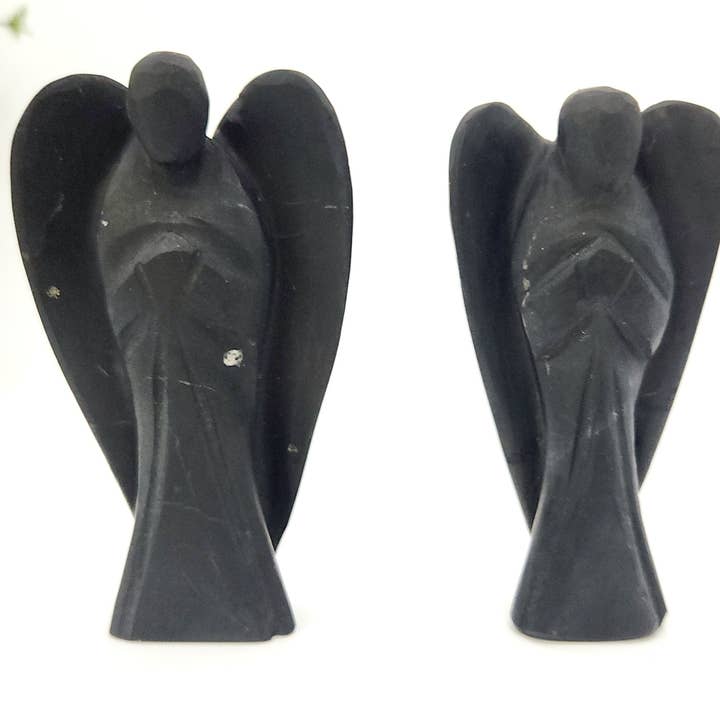 Meraki Gemstones – wholesale Decorative figurine – Shungite Hand Carved Gemstone Angel Figurine 2" Tall 2