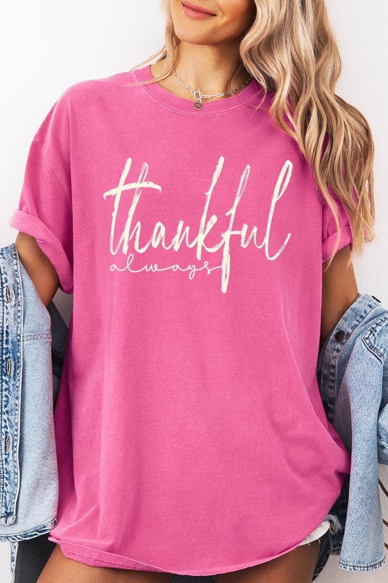 COLORBEAR - Wholesale T-Shirt (Graphic) - Women's - Thankful Graphic Garment Dyed Tee0