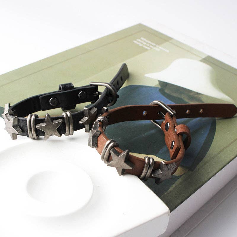 alberalkirk - Vente Bracelets maillon et chaîne - Bracelet en alliage étoile à cinq branches style punk S5P6106