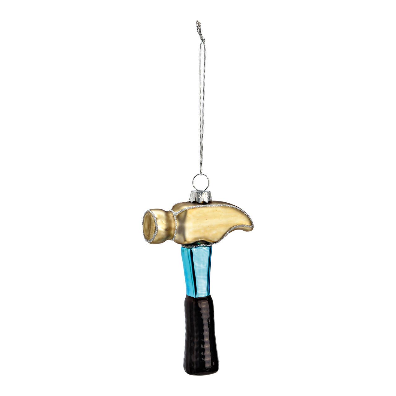 Wurm - Wholesale Christmas Decoration - Christmas Ornament Hammer made of Glass, Gold/Blue/Black (W/H/D) 7x11x2cm0