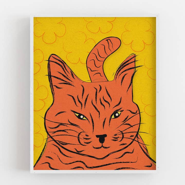 Glad kat - Kunsttryk for engroshandel hos Posse Paper Goods