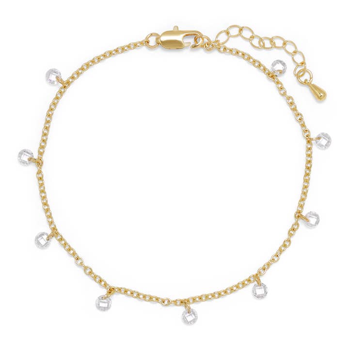 My Fun Colors - Wholesale Anklet - Ankle Bracelet | Gold Chain with Clear Crystals