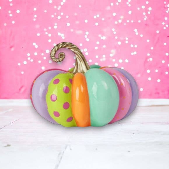 Dunn Deals - Wholesale Outdoor Ornament/Decor - Halloween Carnival 14.5" Colorful Multi Stripe Pumpkin1