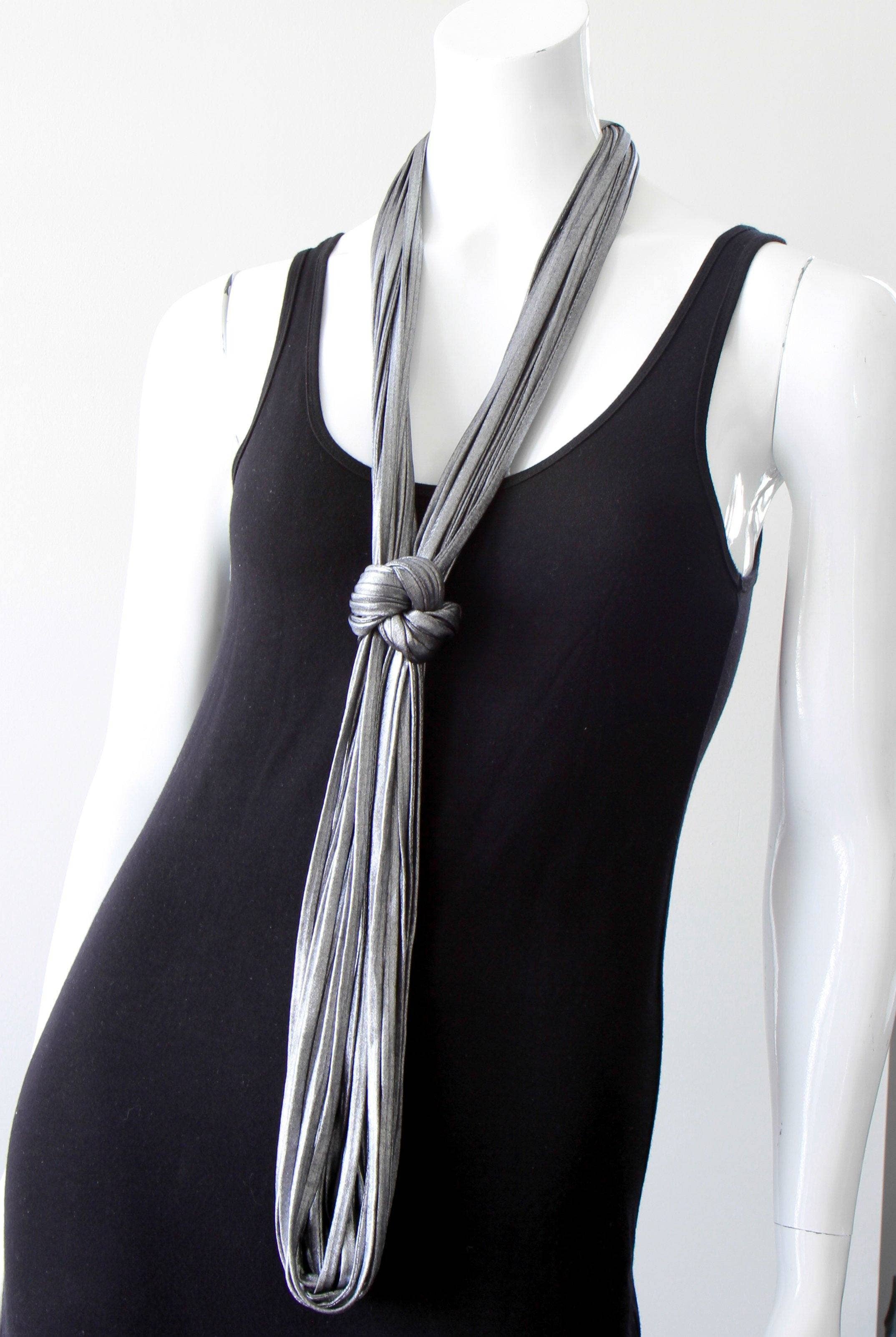 Necknots - Wholesale Scarf - Women's - Infinity Scarf Necklace in Dark Silver Vegan Leather-Rhodium5