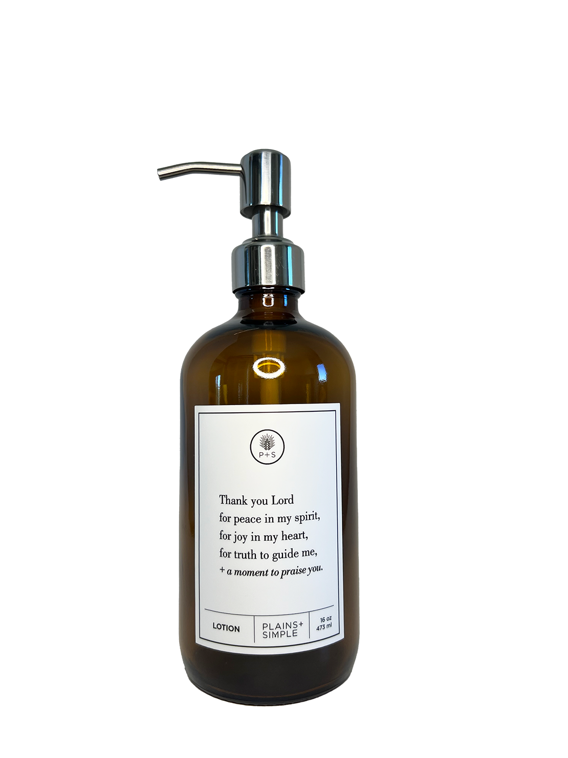 Plains + Simple - Wholesale Soap Dispenser - Thank You Lord Amber Glass Reusable Soap/Lotion Dispenser12