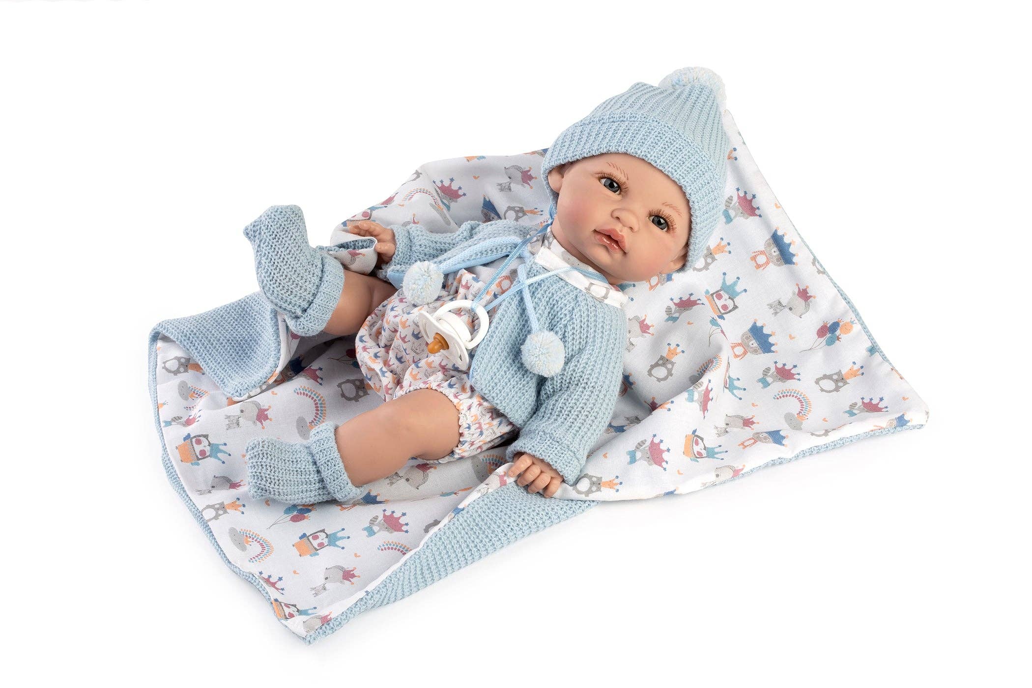 Raúl Arias Bernabeu - Vente Poupée – enfant - Baby Coral 34 cm veste bleue couverture, boîte1