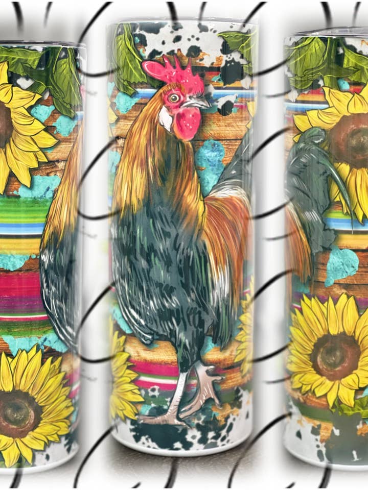 Copo magro de 20 onças Western Sunflower Rooster por atacado de CMD Wholesale