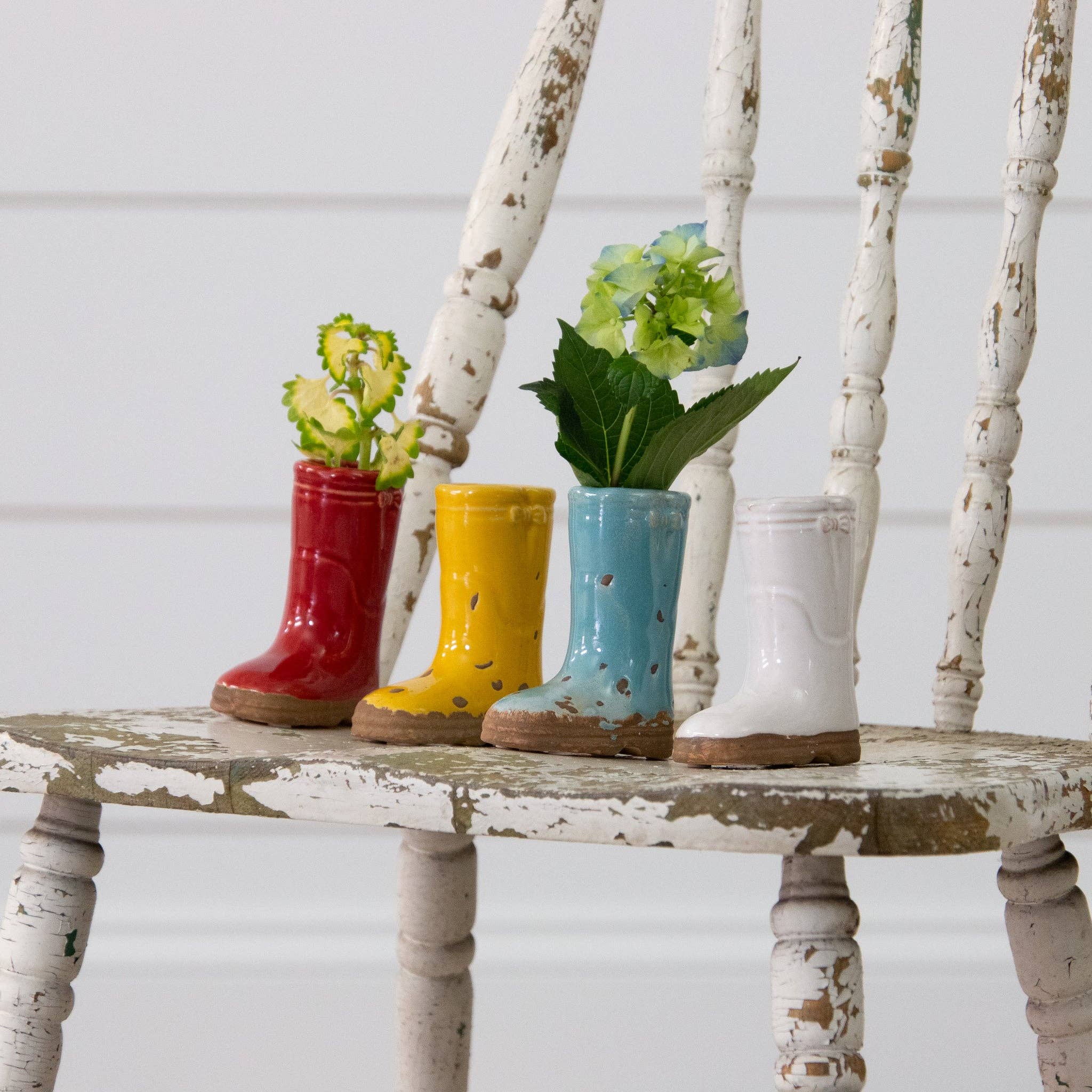 Audrey's Home & Gift - Wholesale Vase - Mini Ceramic Boot Vases, Bright Colors (Pk/04 Ast)