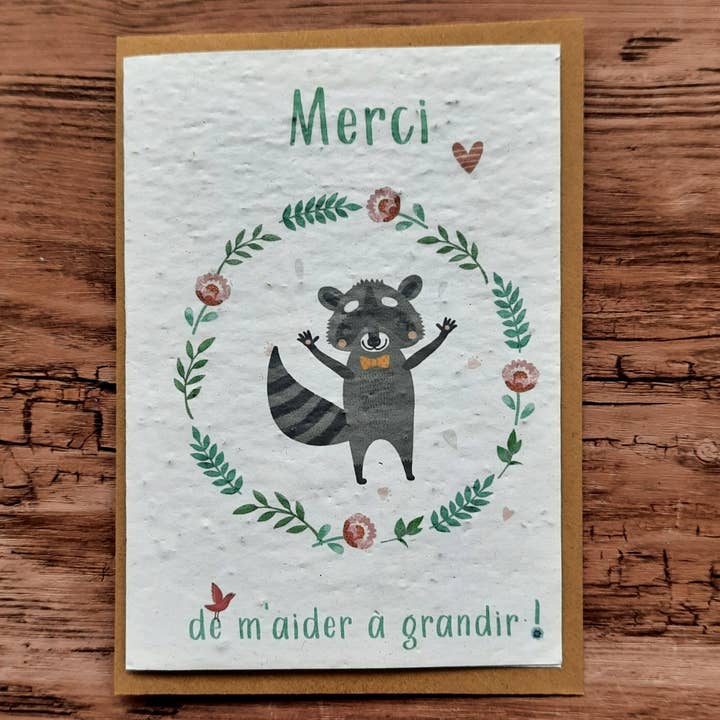 Des Mots Qui Fleurissent - Wholesale Thank You Card - Map to plant - Thanks for helping me grow