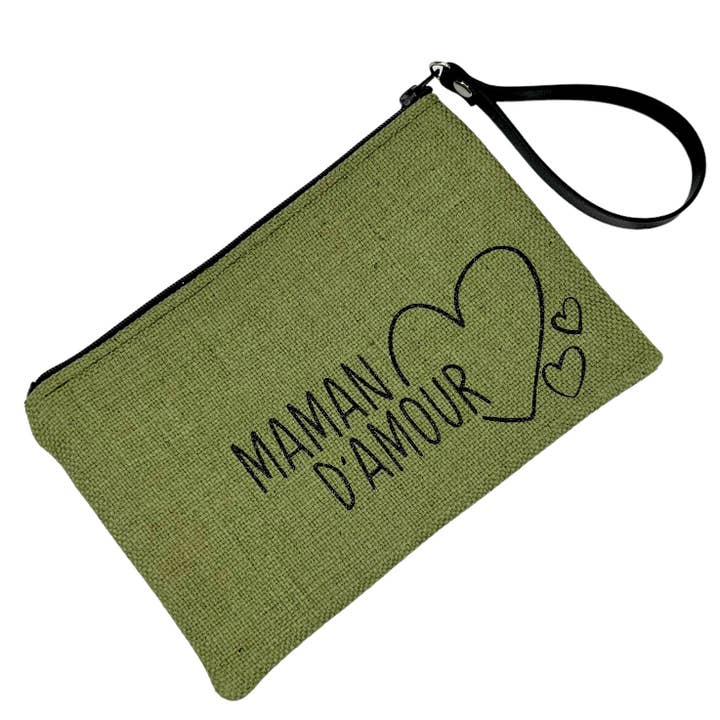 M pouch, “Maman d'Amour” anjou khaki for wholesale by Emmanuel Création