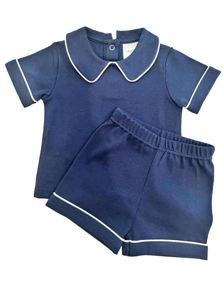 Southern Proper Blanks - Wholesale Top & Short Set - Kids - 2pcs - Piping Collar Set1