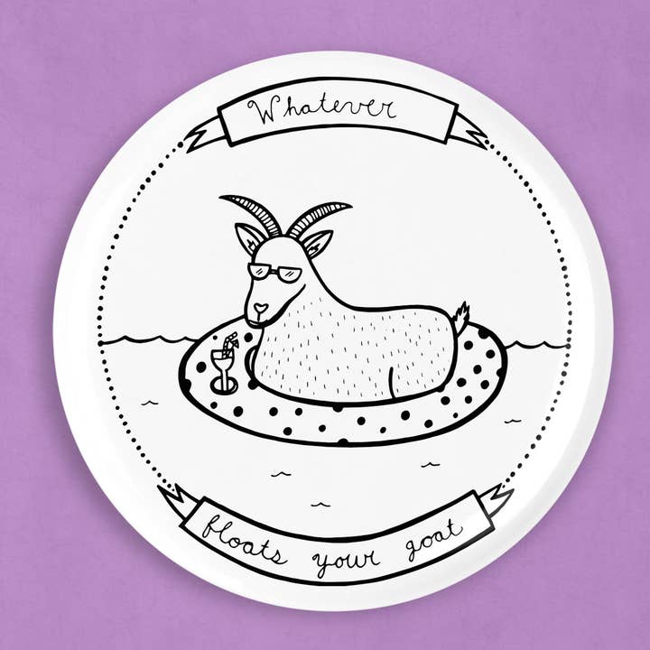 Aimant de votre chèvre, quel que soit ce qui flotte (2,25 pouces de diamètre) pour la vente par Caroline W Illustration