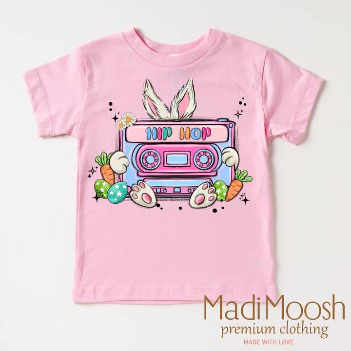 Madi Moosh – wholesale T-shirt med screentryck – Barn – Hip Hop Påskhare T-shirt - Barn Retro Påsktröja