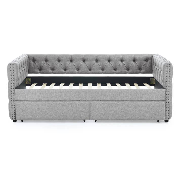 39F Inc. - Wholesale Bed - Upholstered Twin Size Daybed with Two Drawers with Button27