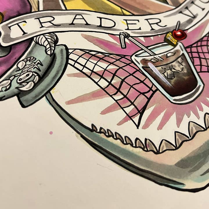 Sherbet Punch Studios - Wholesale Painting/Drawing - Trader Vic Original Watercolor Painting1