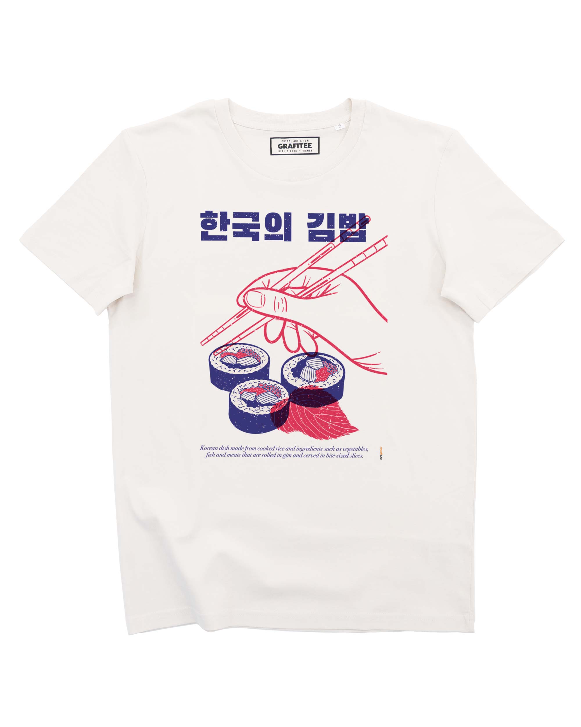 Off white Korean Kimbap T-Shirt - Korea Food Graphic T-Shirt for wholesale on Faire0