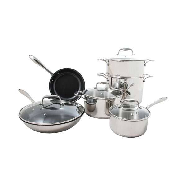 Housewarming Stainless Steel Ceramic Nonstick 10pc Cookware Set PTFE Free for wholesale on Faire1