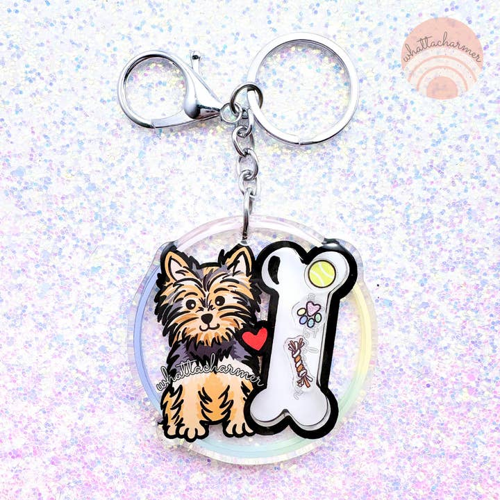 Porte-clés Yorkshire Terrier (Yorkie), Bleu et Fauve pour la vente par WhattaCharmer