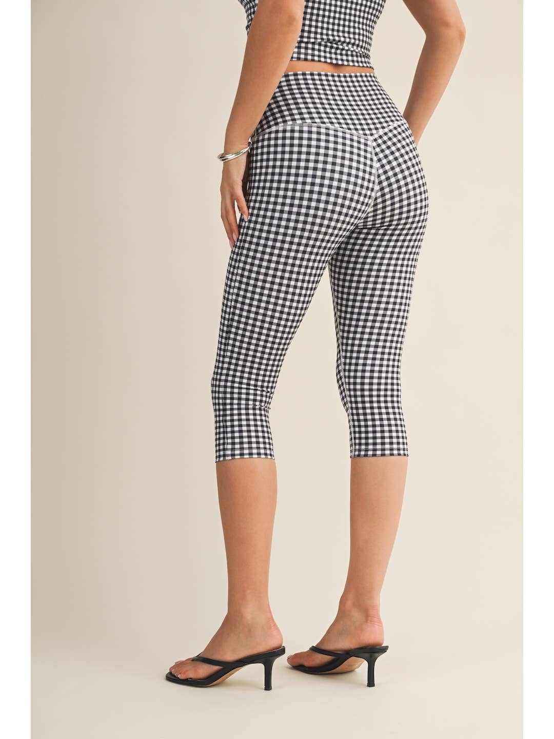 Wholesale Gingham Print Capri Leggings for your store - Faire