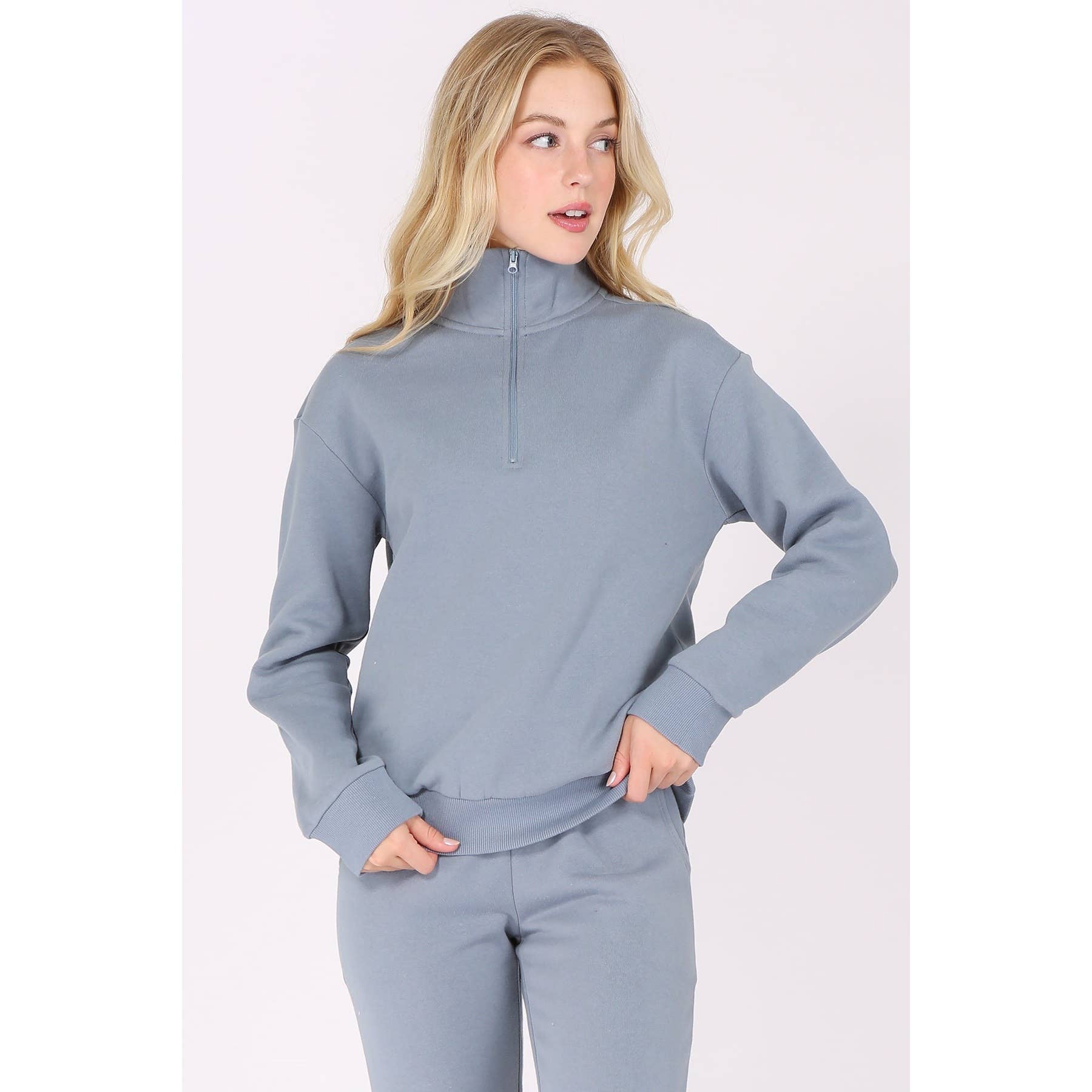 Timeless - Wholesale Sweatshirt - Women's - Zip Fleece Pullover Long Sleeve Sweatshirt Top9