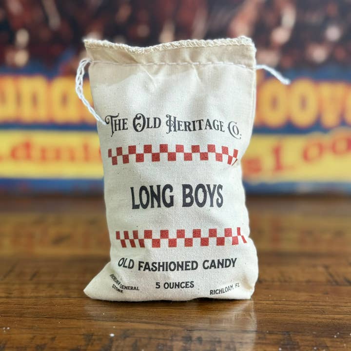 Richloam General Store - Wholesale Hard Candy - Long Boys Candy with Decorative Cloth Bag (5 oz.) 1