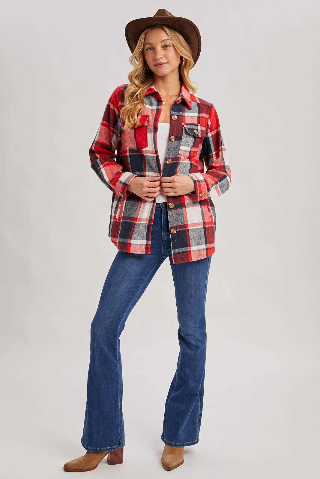 Bluivy - Wholesale Shirt Jacket/Shacket - Women's - FLANNEL PLAID SHACKET WITH POCKETS27