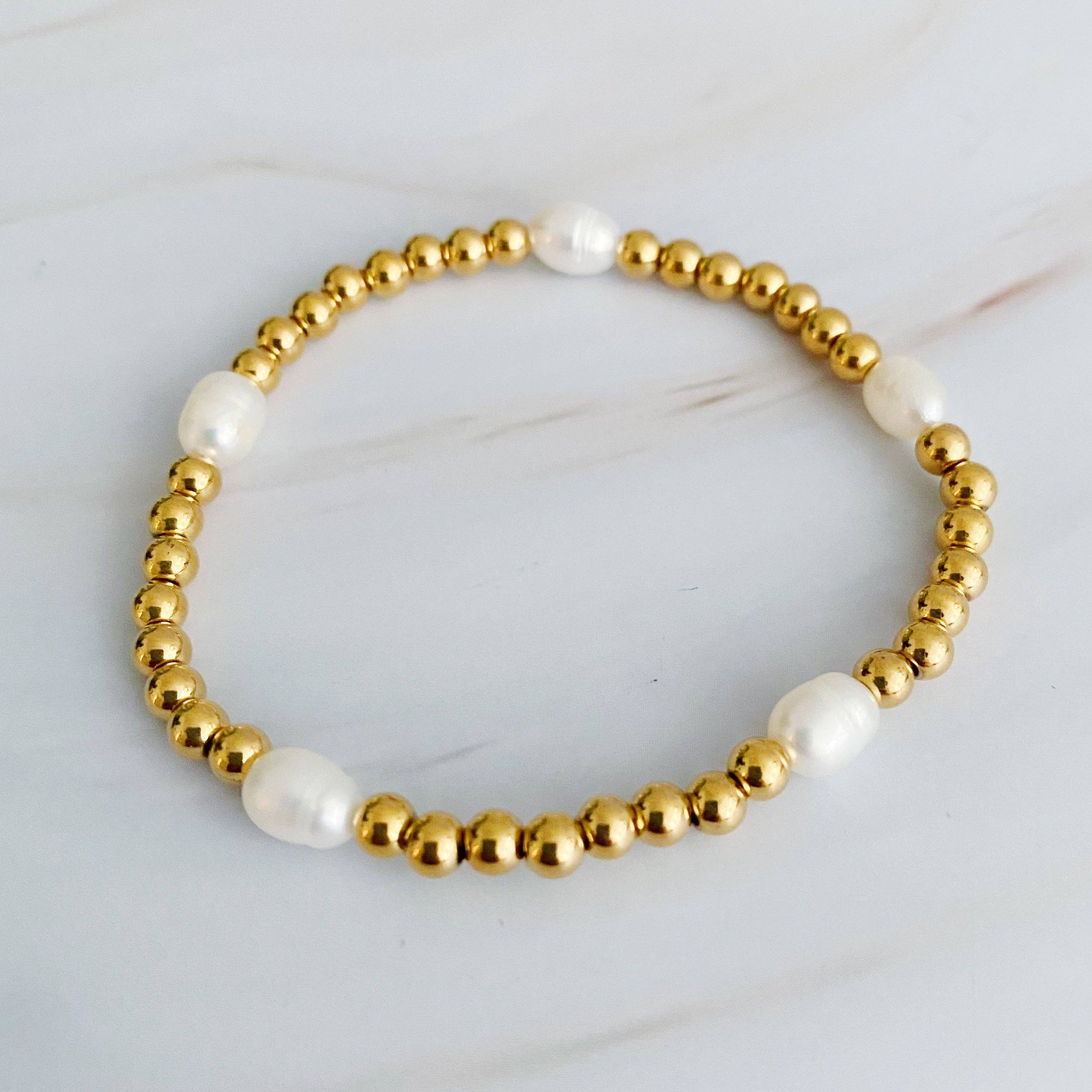 Ellison+Young - Wholesale Beaded Bracelet - Freshwater Pearls Golden Bauble Bracelets1