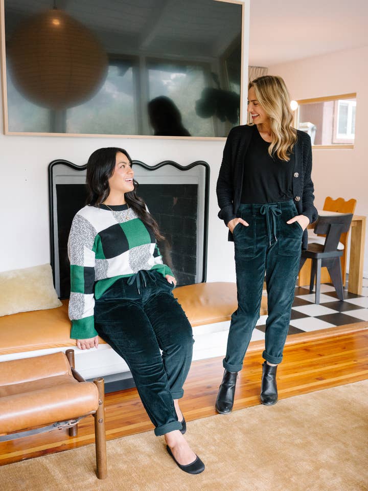 Emrld High Waisted Corduroy Cuffed Jogger for wholesale on Faire2