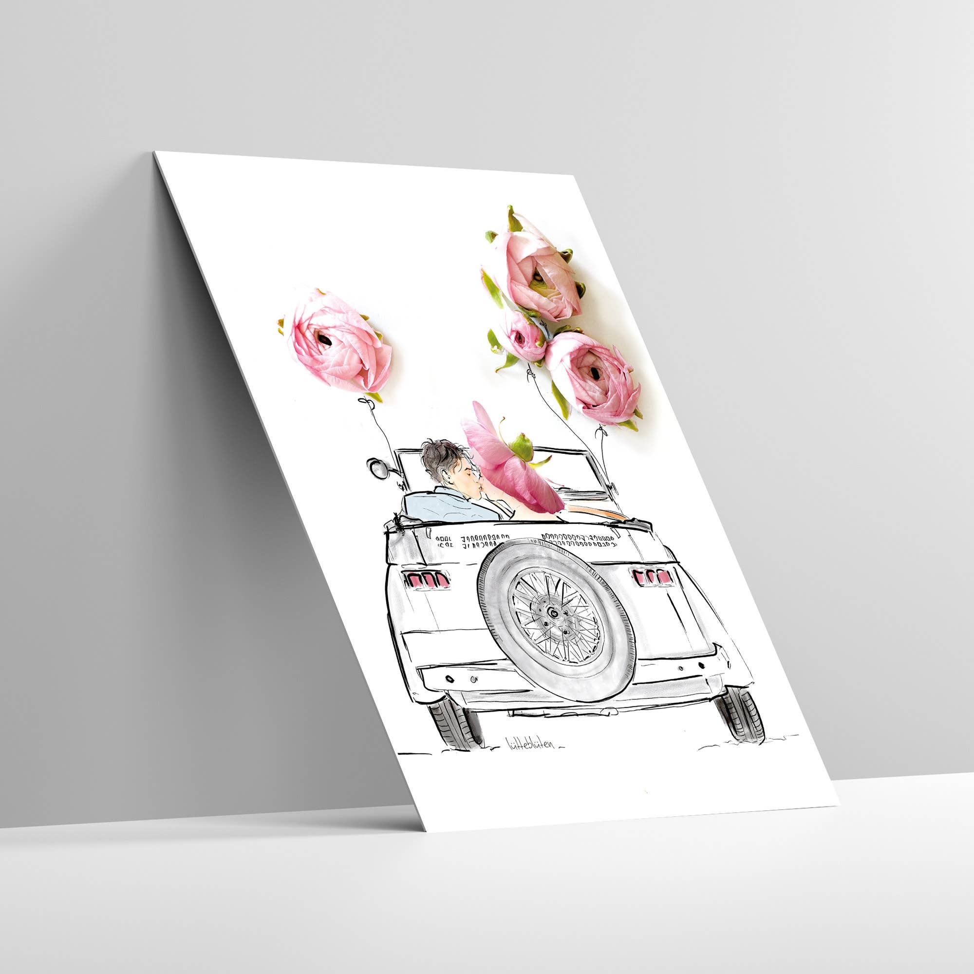 Lütteblüten - Vente Cartes de déclaration d'amour - Flower cabrio - Carte d'amour avec enveloppe - Carte de mariage2
