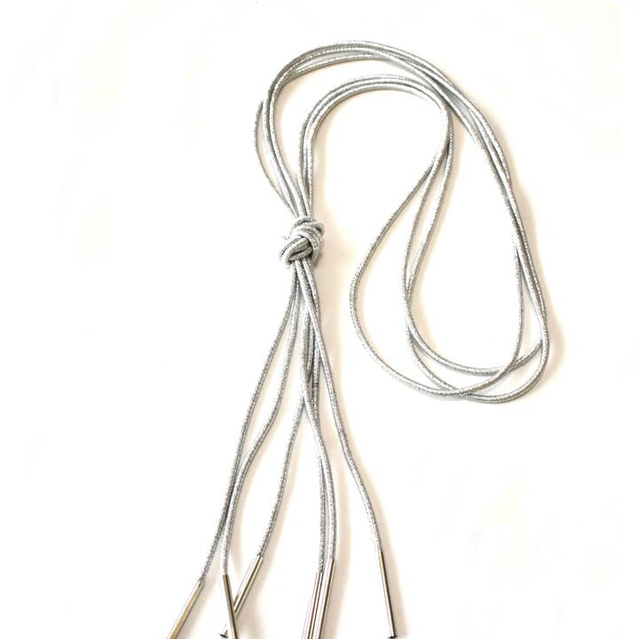 Silver Single Knot Tassel Metallic Necklace for wholesale by Laurent Scott Collection