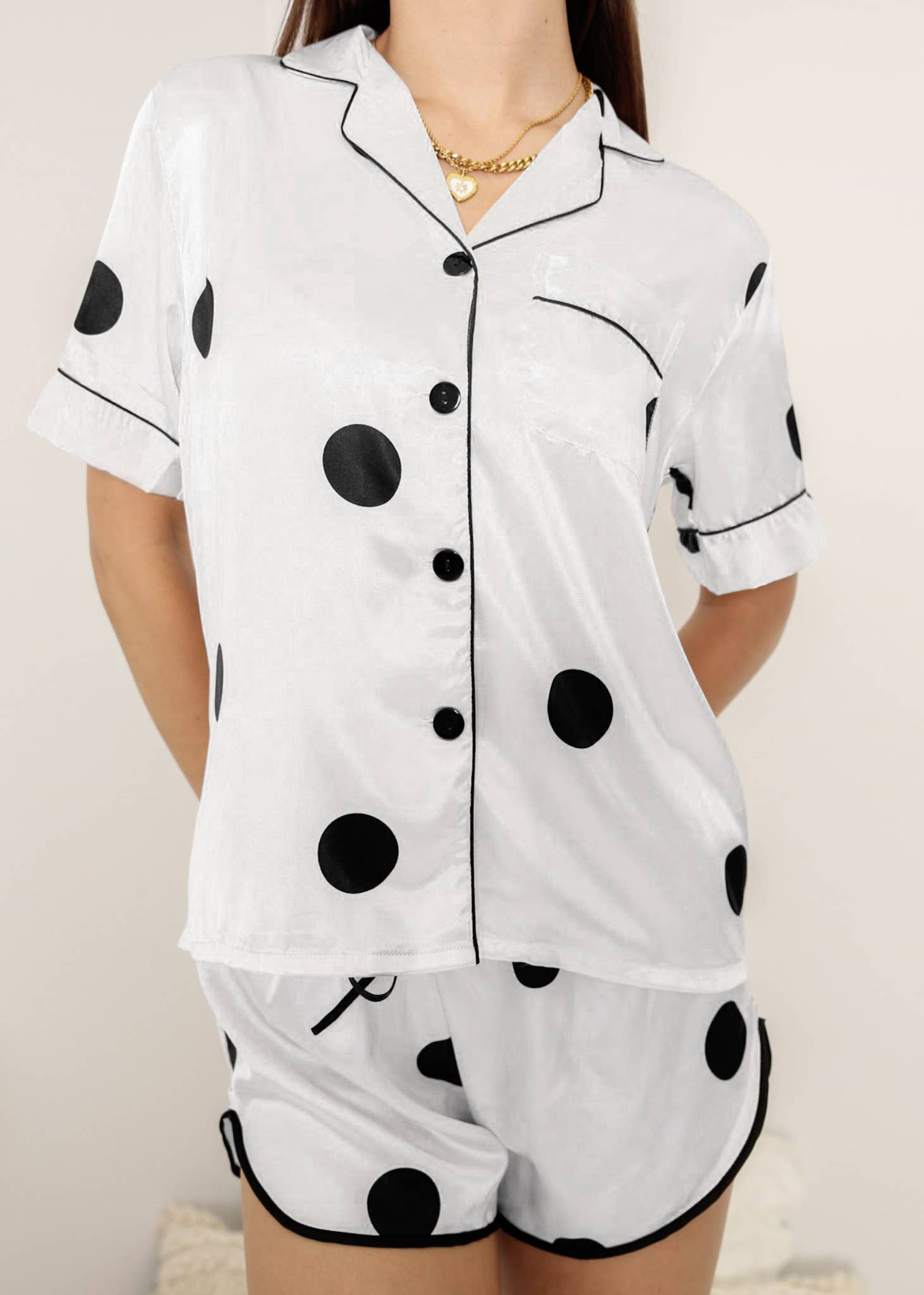 Anna Kaci Wholesale - Wholesale Sleepwear set – Women's - Multi 4 Piece Polka Dot Lounge Pajama Set14