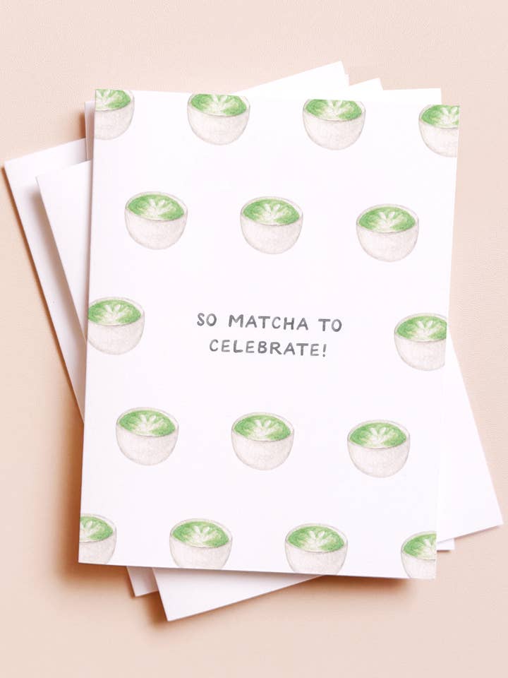 Matcha Tea Celebration — Asian Food Pun Congrats Card for wholesale by Amy Zhang