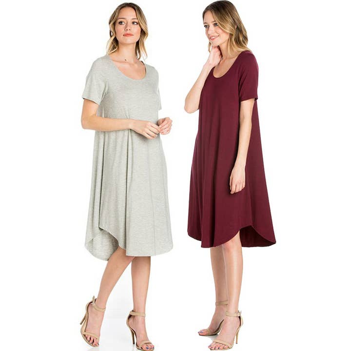 ADS-8262RS Modern Knee-Length Solid Dress for wholesale by Azules Clothing