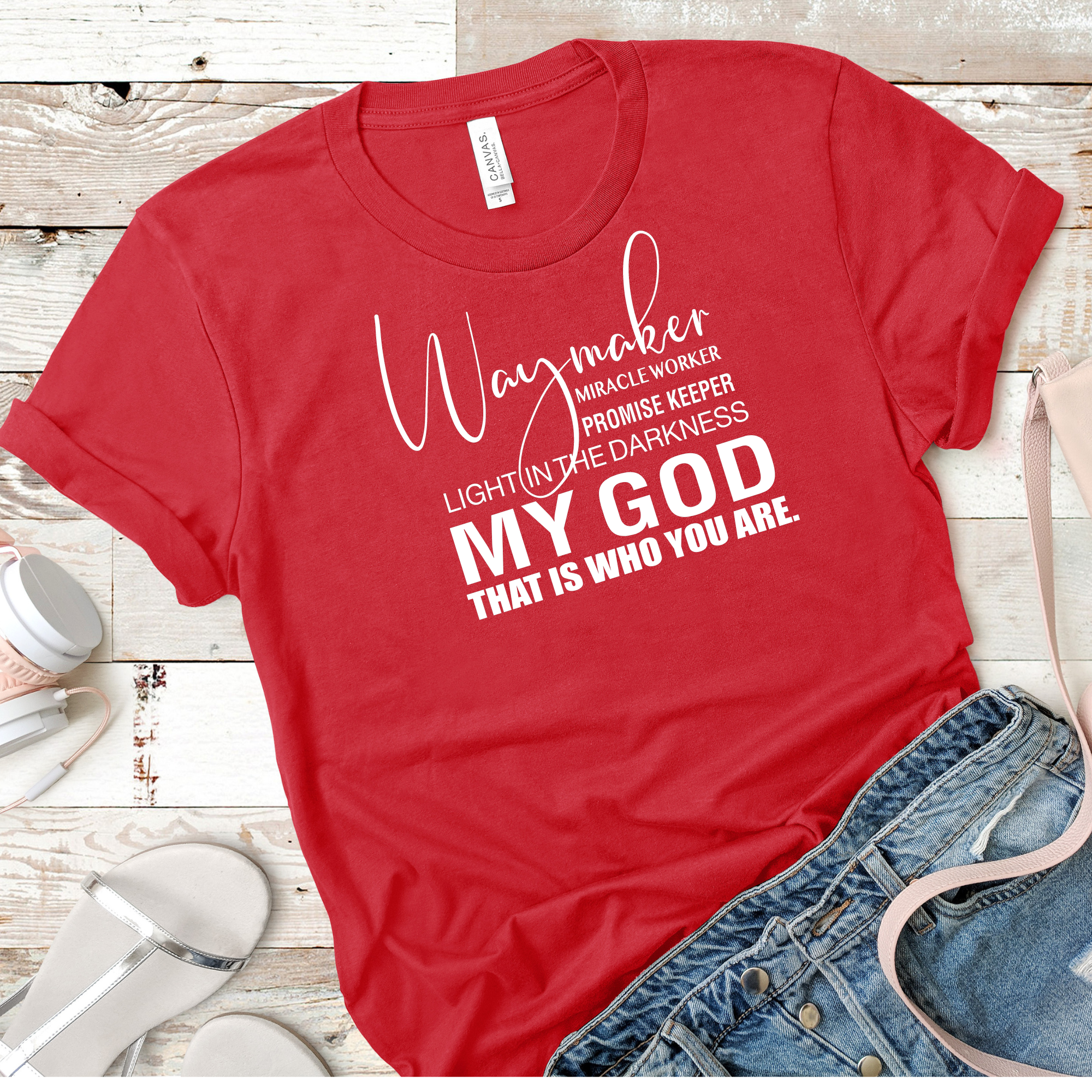 Love Ann Joy Apparel, LLC - Wholesale T-shirt met print - Dames - Waymaker Geloofsinspirerend Christelijk T-shirt - Wonderwerker4
